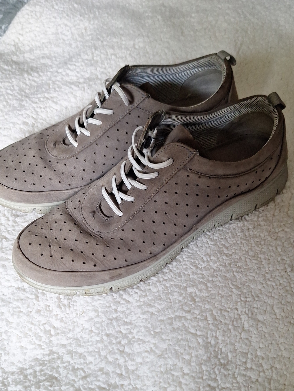 Womens Hotter Casual Perforated Slip On Shoes in Taupe
